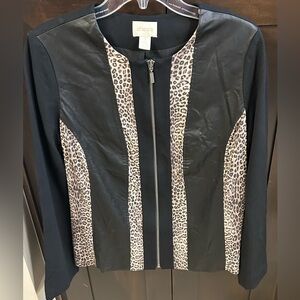 Chico's Faux Leather Animal Print Full Zip Jacket Sz 1 (Medium/8)